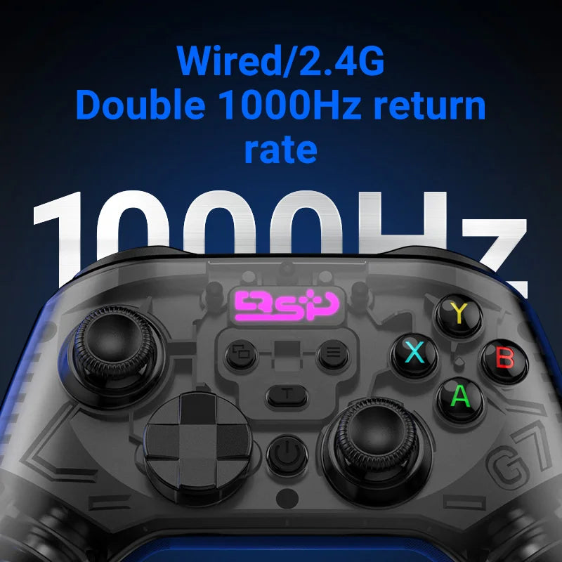 G7 Gaming Controller Gamepad Wired/2.4G Wireless 1000Hz Hall Effect Buttons Asymmetric Vibration Multi-Platform Support