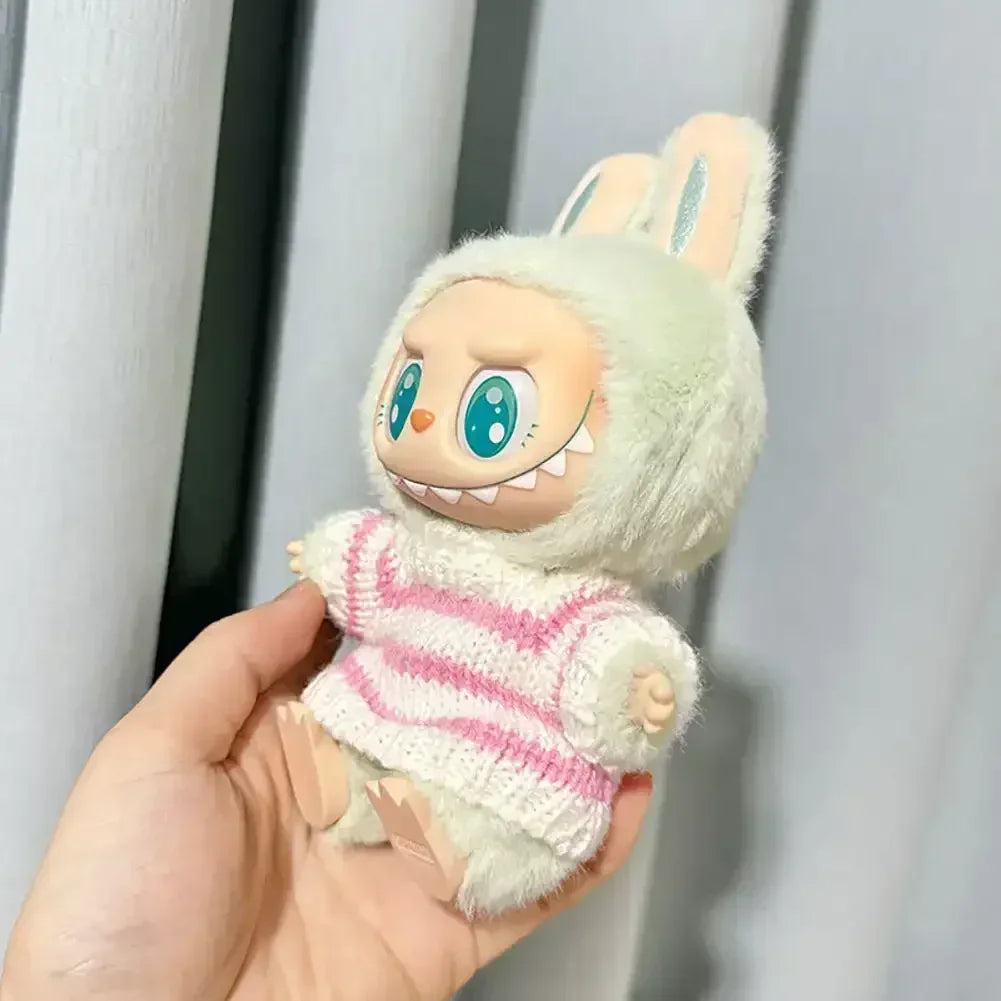 Fashion Sweater Outfit Accessories Sitting Party Pink White Striped Sweater Cup Clothing For Labubu V1 V2 Idol Cute Doll Clothes