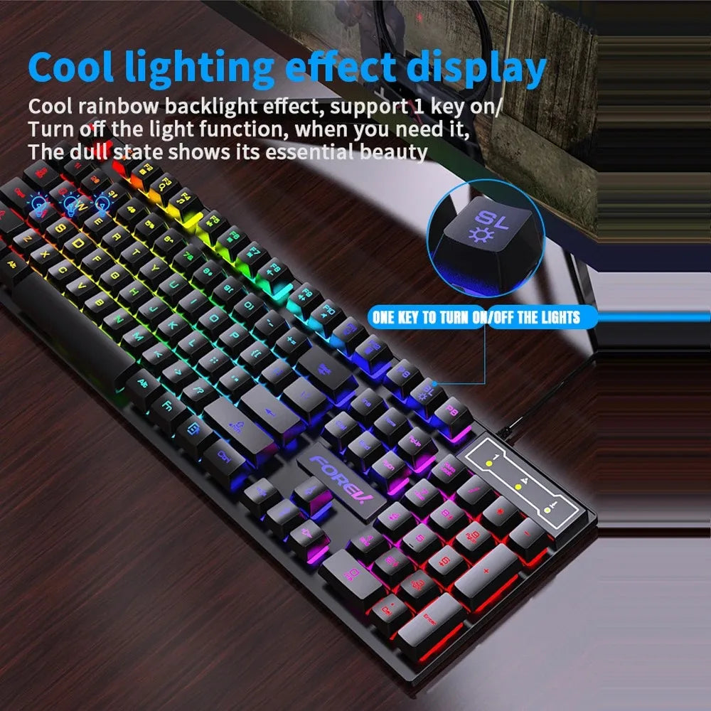 Wired Gaming Keyboard Mechanical Keyboard Floating Button Design 104 Keys Backlit RGB Keyboard for Windows Laptops Computer