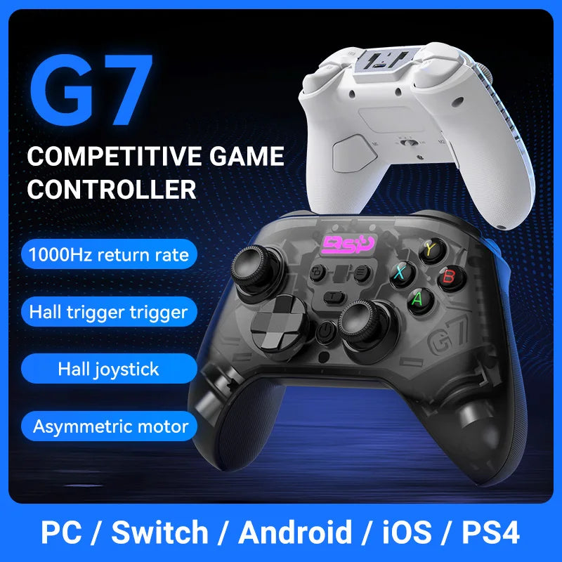 G7 Gaming Controller Gamepad Wired/2.4G Wireless 1000Hz Hall Effect Buttons Asymmetric Vibration Multi-Platform Support