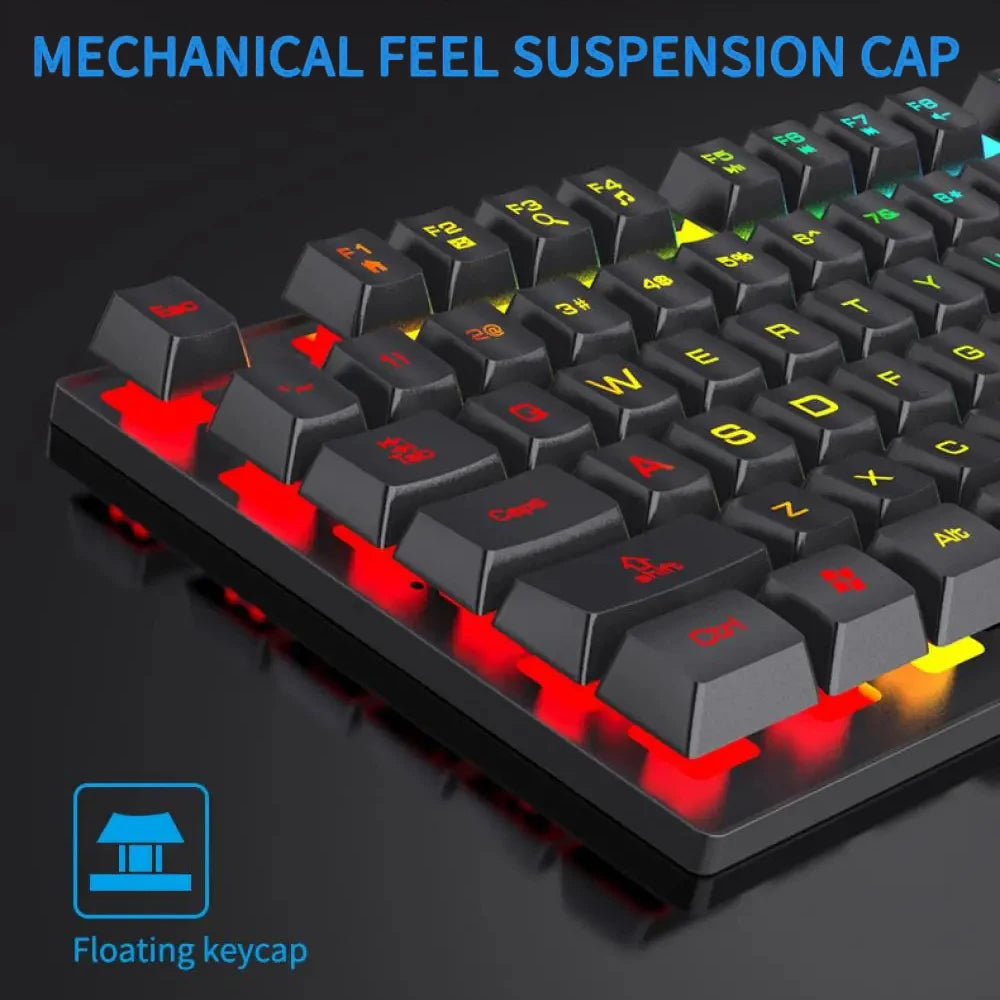 Wired Gaming Keyboard Mechanical Keyboard Floating Button Design 104 Keys Backlit RGB Keyboard for Windows Laptops Computer