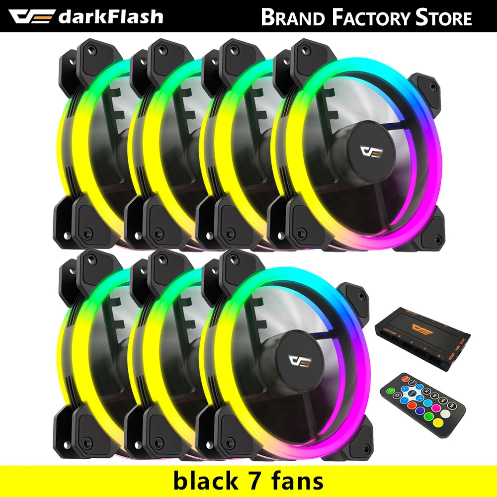 Darkflash DR11 Rgb Fan Ventoinha PC Controladora 120mm Computer Case Fan Kit 6pin Water Cooler CPU Cooling Fans Argb Ventilador