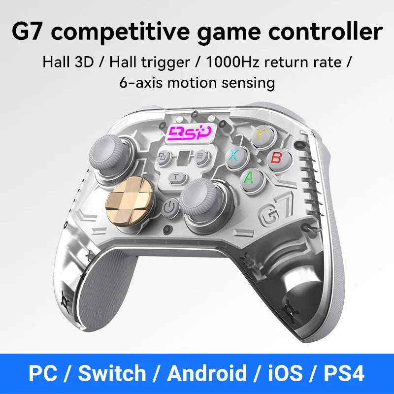 G7 Gaming Controller Gamepad Wired/2.4G Wireless 1000Hz Hall Effect Buttons Asymmetric Vibration Multi-Platform Support