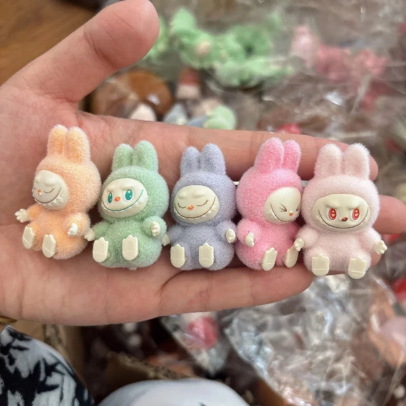 Mini flocking rag cloth doll accessories accessories sitting posture glue-enameled baby doll macaron color blind box pendant