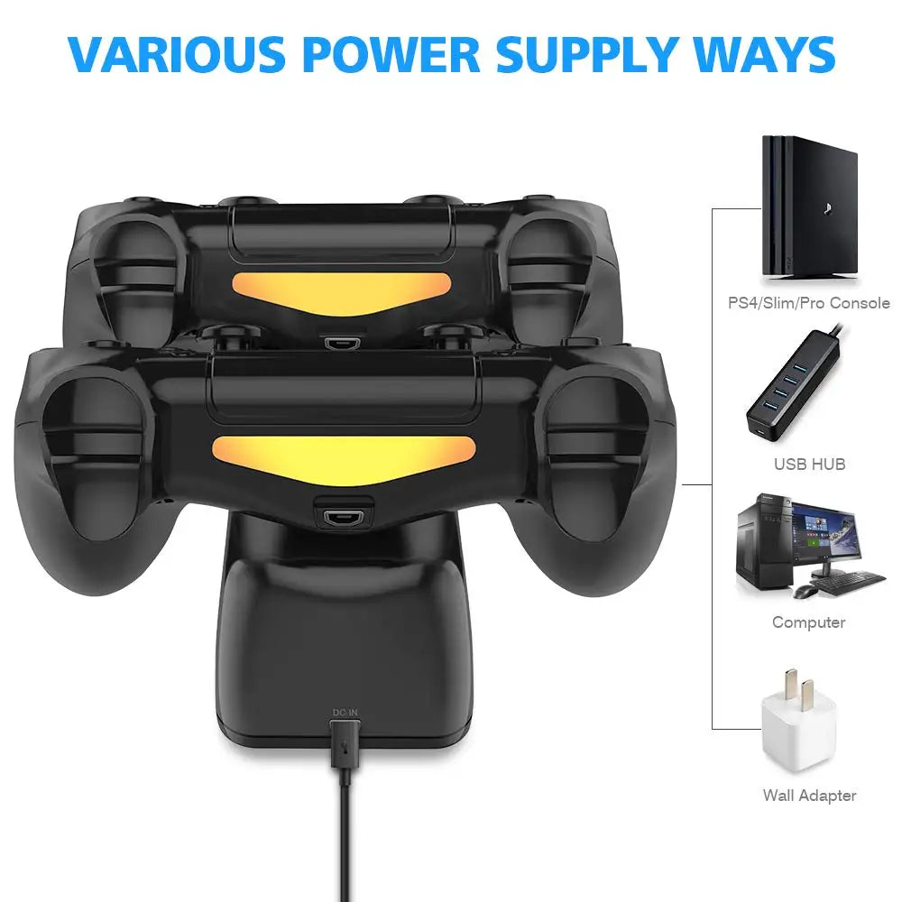 Dual USB Handle Fast Charging Dock Station Stand Charger for PS4/PS4 Slim/PS4 Pro Game Controller Joypad Joystick