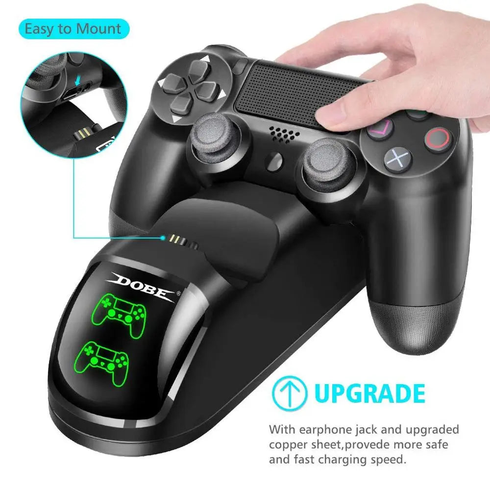 Dual USB Handle Fast Charging Dock Station Stand Charger for PS4/PS4 Slim/PS4 Pro Game Controller Joypad Joystick