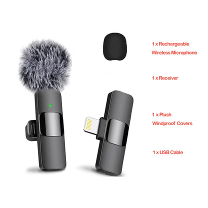 Wireless Lavalier Microphone for iPhone Recording Mic for Video Podcast Vlog YouTube Mini Microphone for iPhone 16/14/13/12/SE ﻿