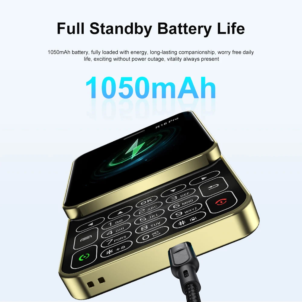 2024 NEW SERVO R18Pro Rotating Screen Mini Mobile Phone Flashlight Magic Voice 2.4" Button Slider Cell Phones Dual SIM Standby