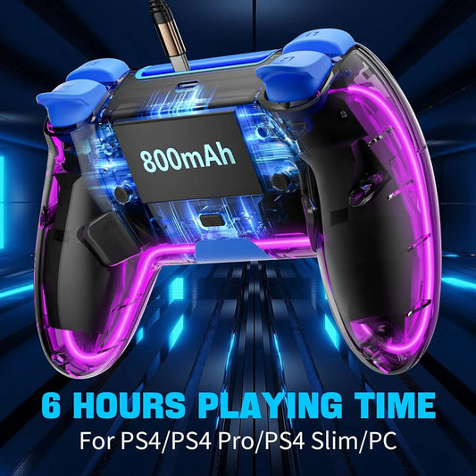For PS4 Gamepad Dual Hall Joystick for PS4 BT Wireless RGB Glare Light Mobile Phone Computer PC Android Steam