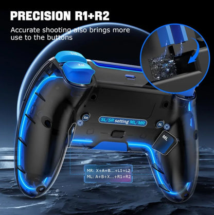 For PS4 Gamepad Dual Hall Joystick for PS4 BT Wireless RGB Glare Light Mobile Phone Computer PC Android Steam