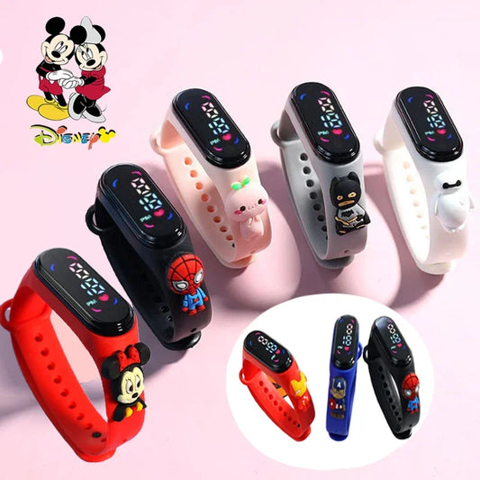 Disney Mickey Children Watches For Girls Electronic Bracelet Sports Touch LED Spiderman Doll Kids Watch Women Waterproof Clock