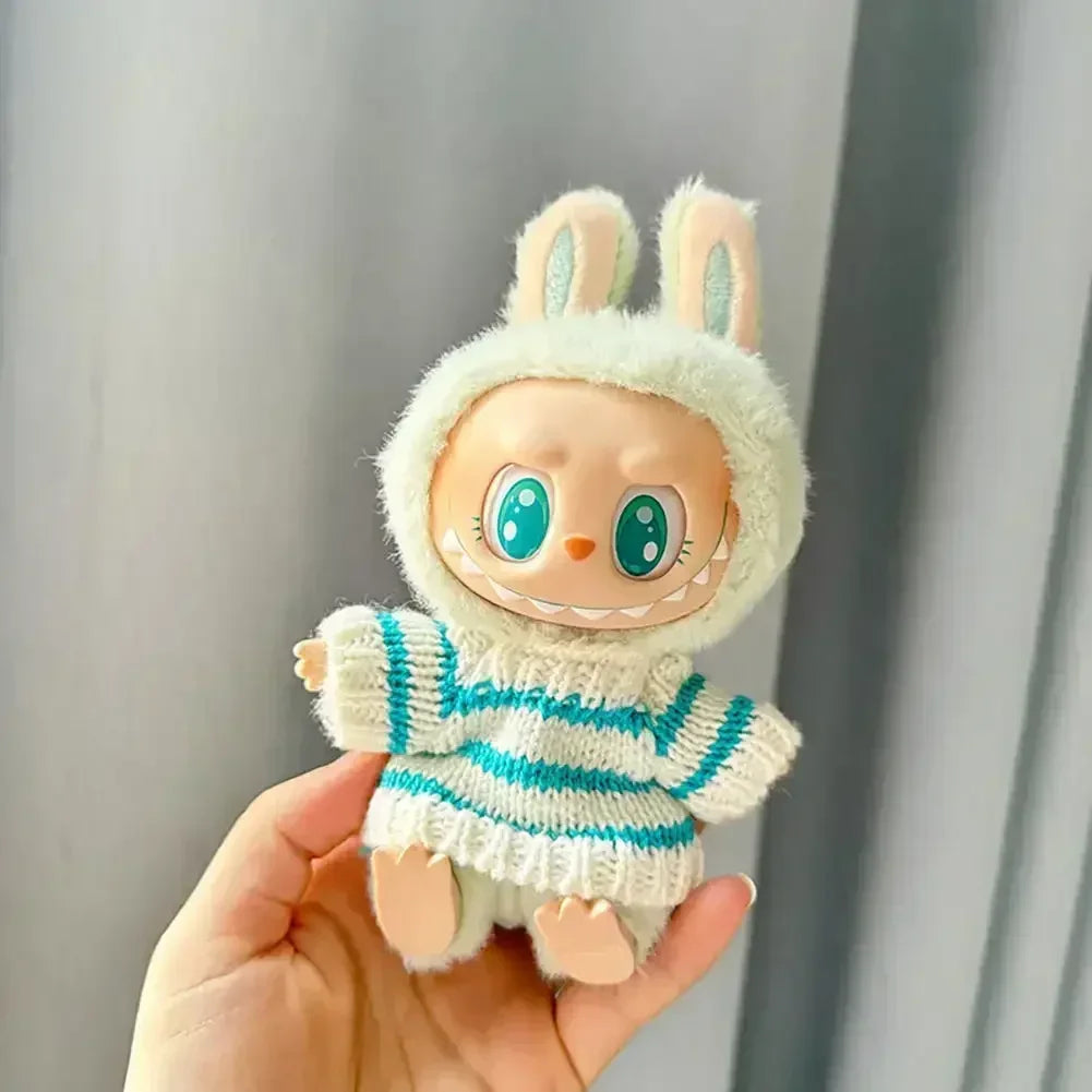 Fashion Sweater Outfit Accessories Sitting Party Pink White Striped Sweater Cup Clothing For Labubu V1 V2 Idol Cute Doll Clothes