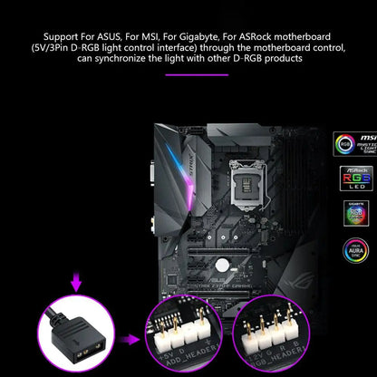 Coolcirc ARGB Connector 1 To 10 Port Splitter Hub 5V 3 Pin ARGB AURA Cable Splitter Hub LED Strip Light PC RGB Fan Cooler