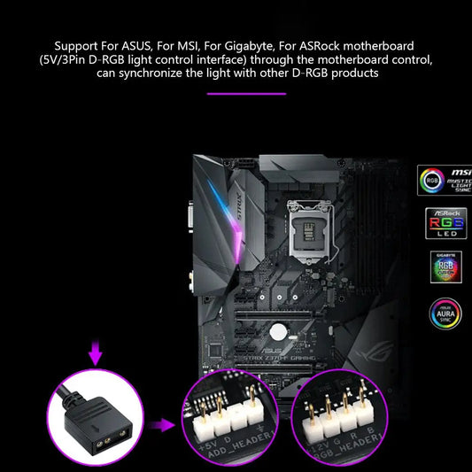 Coolcirc ARGB Connector 1 To 10 Port Splitter Hub 5V 3 Pin ARGB AURA Cable Splitter Hub LED Strip Light PC RGB Fan Cooler