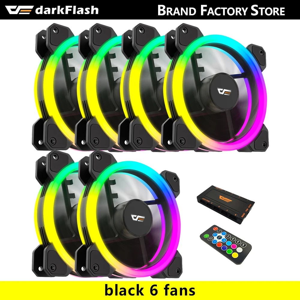 Darkflash DR11 Rgb Fan Ventoinha PC Controladora 120mm Computer Case Fan Kit 6pin Water Cooler CPU Cooling Fans Argb Ventilador