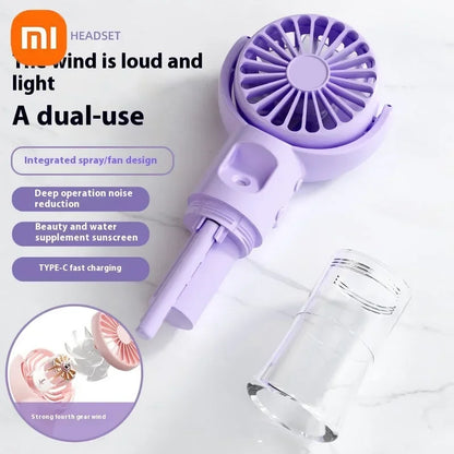 Xiaomi Portable Humidifier Fan Mini Handheld Misting Fan Portable Rechargeable Handheld Fan with Humidifier Mini Water Spray Fan