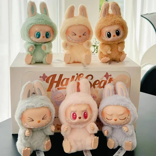 2024 New Hot Selling Labubu Pulley Cloth Handmade Sitting Party Vinyl Plush Blind Box Cute Doll Toy Gift Decorative Ornaments