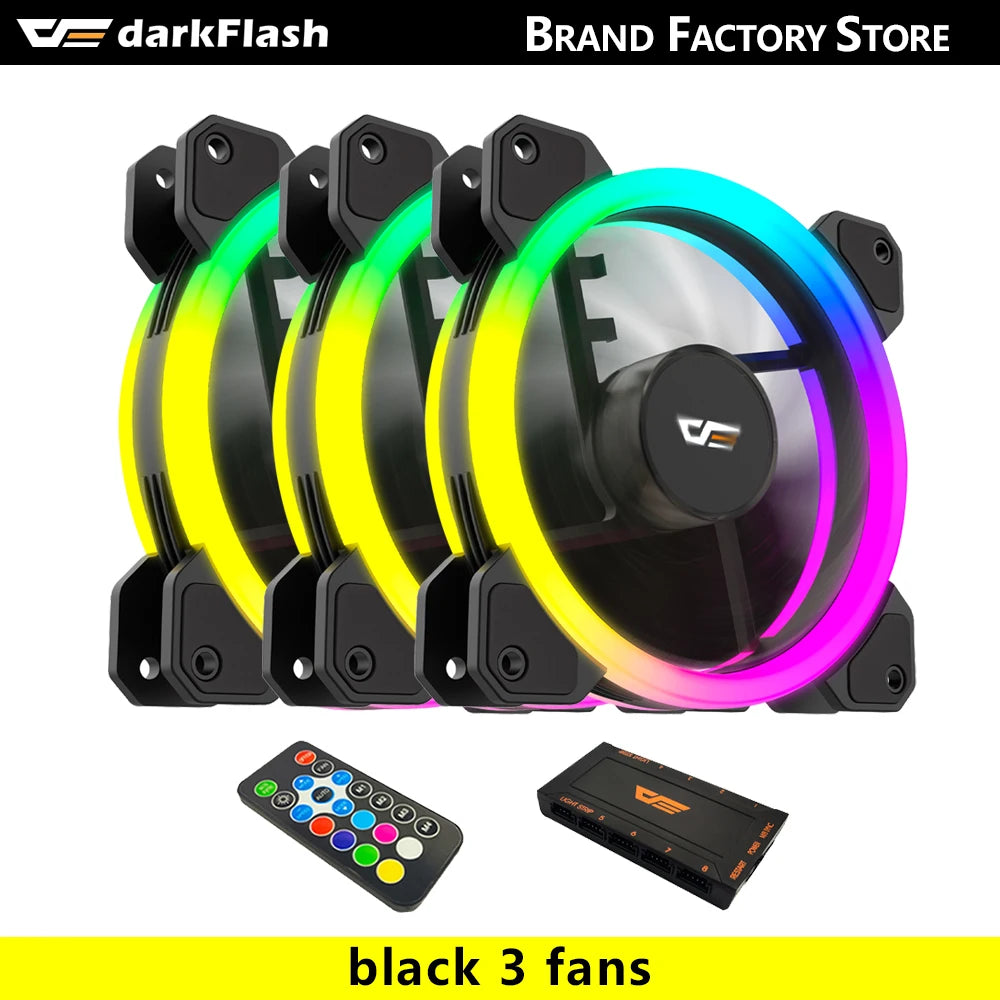 Darkflash DR11 Rgb Fan Ventoinha PC Controladora 120mm Computer Case Fan Kit 6pin Water Cooler CPU Cooling Fans Argb Ventilador