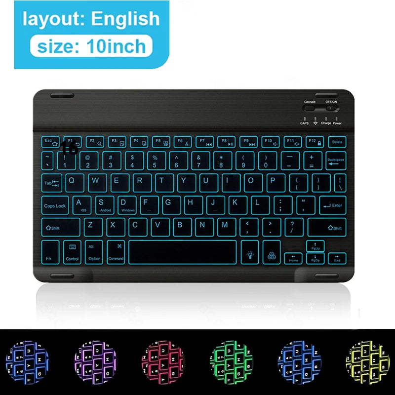 Mini Backlit RGB 10inch Bluetooth Keyboard 2.4G Wireless Mouse Rechargeable For Tablet Cell Phone Windows Android iPad Keyboard