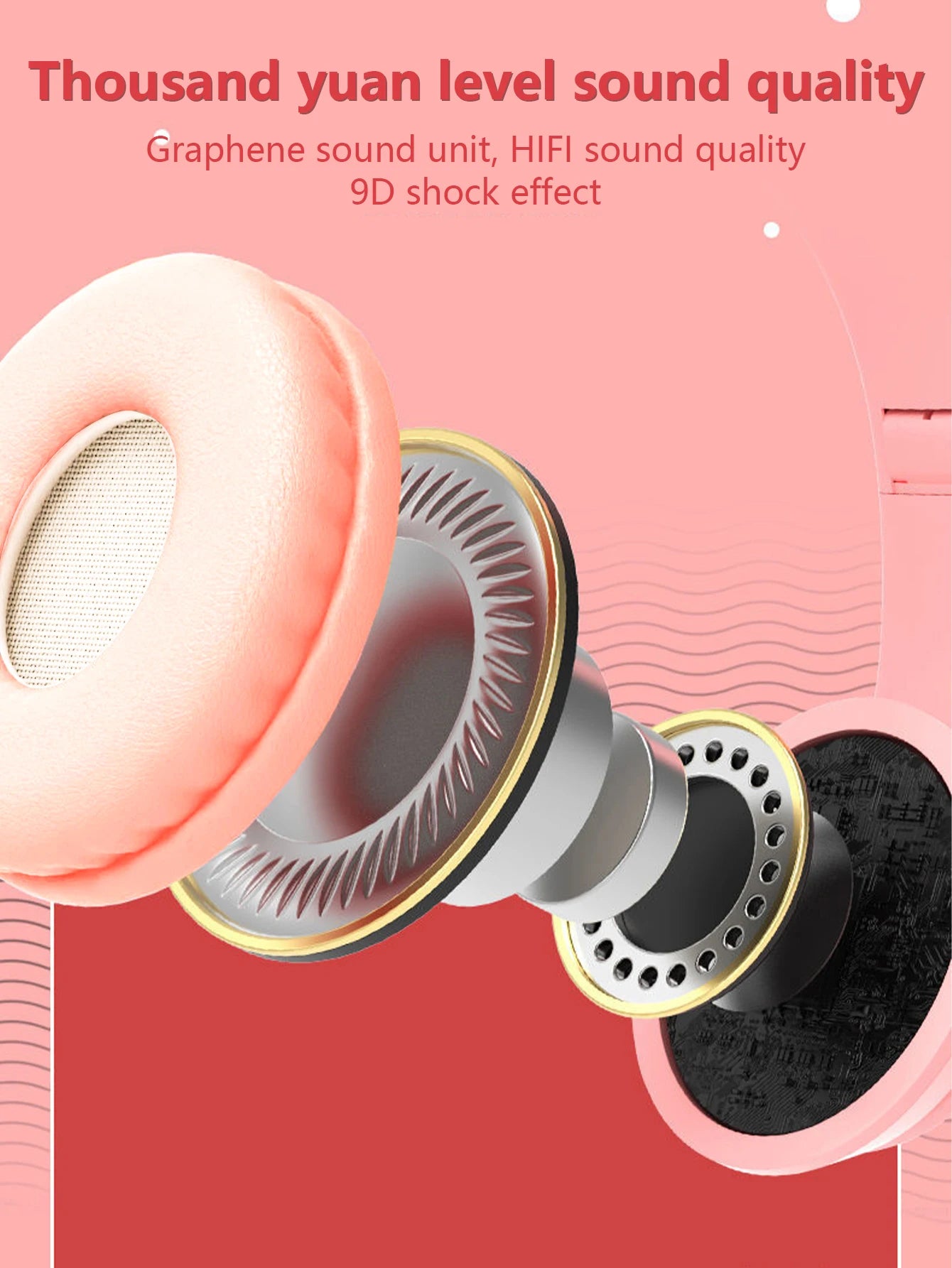 Headphones with wireless technology, Jerry chip, shining brightly, cat ears wireless headphones