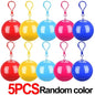 1/10PCS Portable Raincoats Balls with Hook Disposable Waterproof Rain Ponchos Outdoor Hiking Camping Emergency Rain Coats Balls