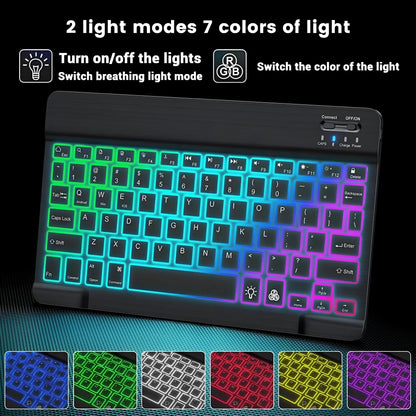 Mini Bluetooth Keyboard Wireless gaming Mouse Keyboard Rainbow Backlit RGB Keyboard For iPad Phone Tablet Android iOS Windows