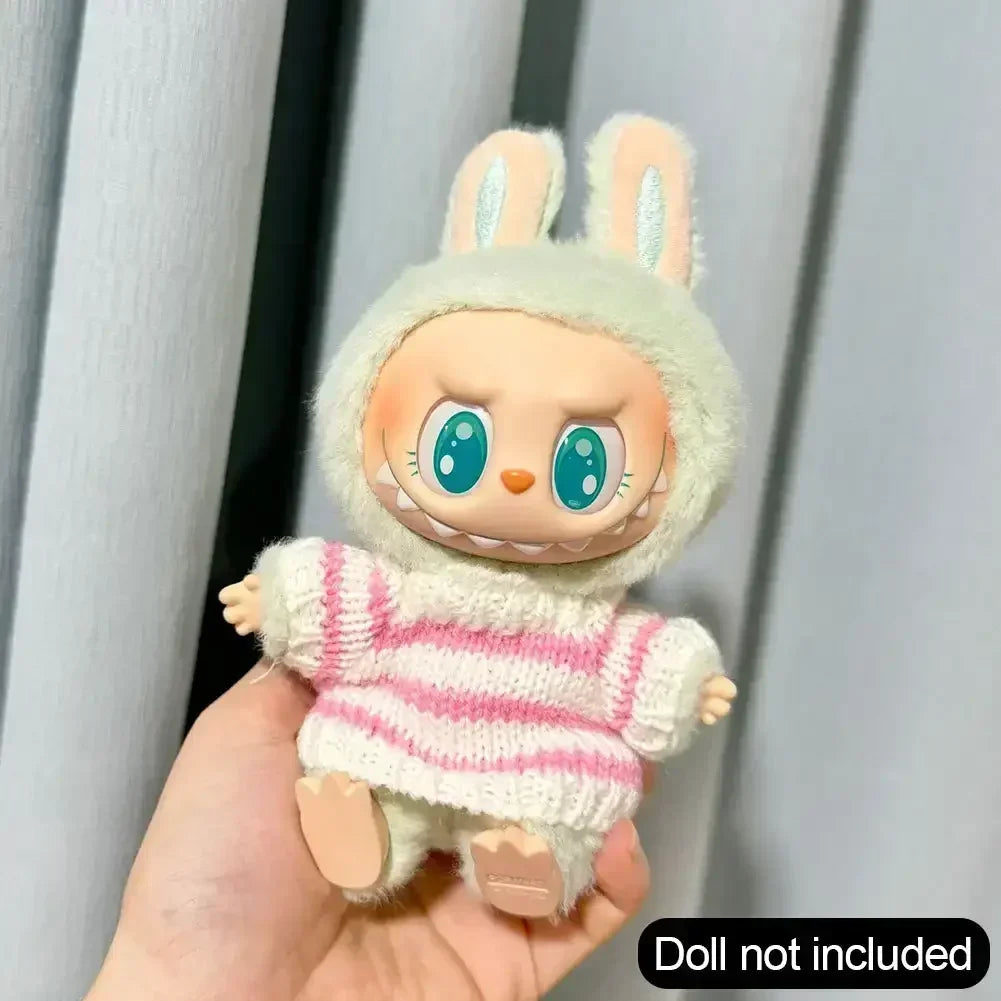 Fashion Sweater Outfit Accessories Sitting Party Pink White Striped Sweater Cup Clothing For Labubu V1 V2 Idol Cute Doll Clothes