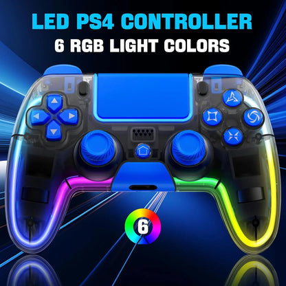 For PS4 Gamepad Dual Hall Joystick for PS4 BT Wireless RGB Glare Light Mobile Phone Computer PC Android Steam