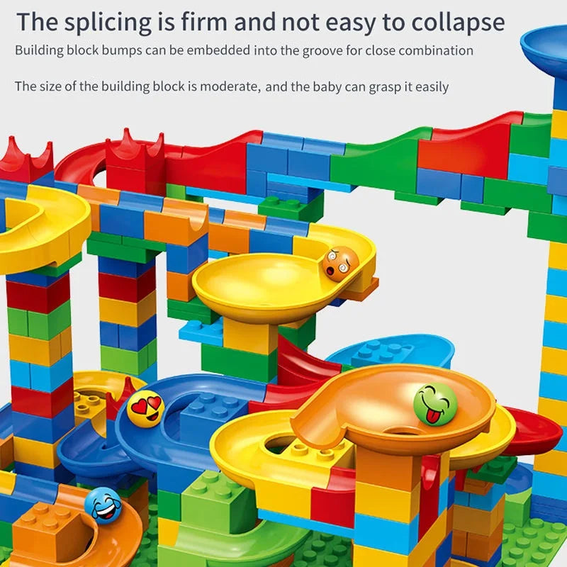 Children's Slide Small Block Block Assembly Particles DIY Educational Toy Small Size Building Blocks Maze Ball Assemble Toys