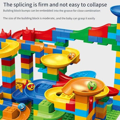 Children's Slide Small Block Block Assembly Particles DIY Educational Toy Small Size Building Blocks Maze Ball Assemble Toys