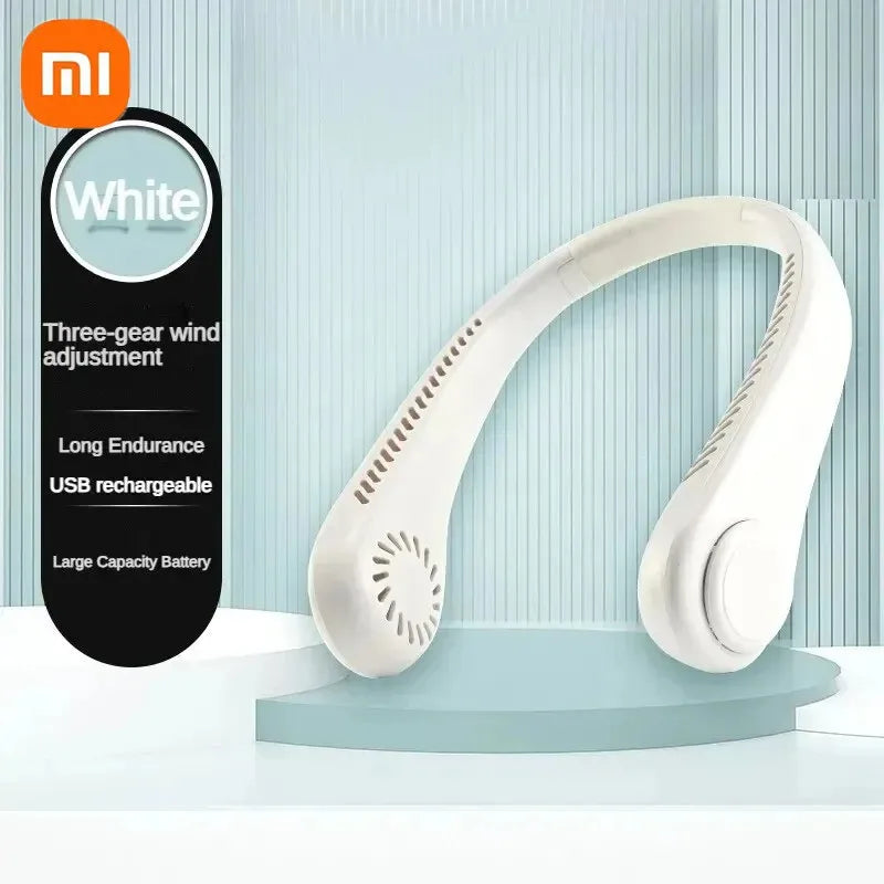 Xiaomi New USB Bladeless Wrap-around Vents Rechargeable Neck Fan 360 Degree Neck Fan Portable Cooling Fan