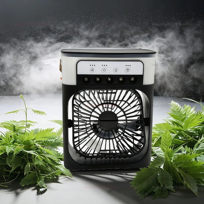 New 3 in 1 Portable Air Conditioner Fan with LED Night Light Portable Fan Five Hole Spray Fan Small Humidifier Air Cooler