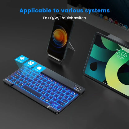 Mini Backlit RGB 10inch Bluetooth Keyboard 2.4G Wireless Mouse Rechargeable For Tablet Cell Phone Windows Android iPad Keyboard