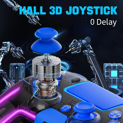 For PS4 Gamepad Dual Hall Joystick for PS4 BT Wireless RGB Glare Light Mobile Phone Computer PC Android Steam