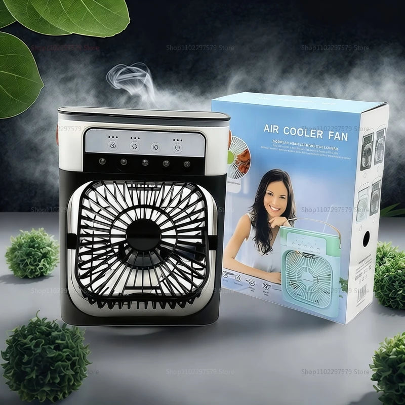 New 3 in 1 Portable Air Conditioner Fan with LED Night Light Portable Fan Five Hole Spray Fan Small Humidifier Air Cooler