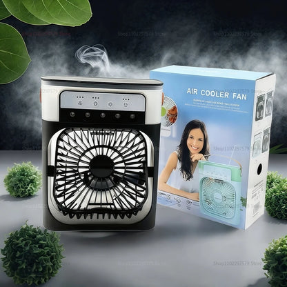 New 3 in 1 Portable Air Conditioner Fan with LED Night Light Portable Fan Five Hole Spray Fan Small Humidifier Air Cooler