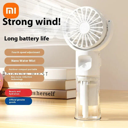Xiaomi Portable Humidifier Fan Mini Handheld Misting Fan Portable Rechargeable Handheld Fan with Humidifier Mini Water Spray Fan