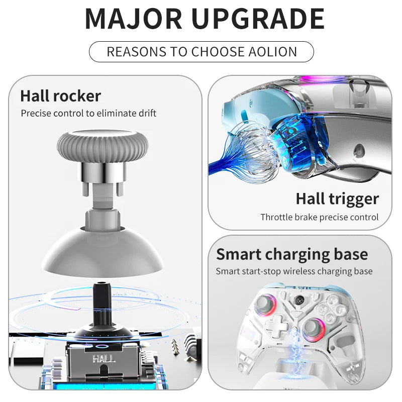 Aolion K10 For Switch 2 Gaming Controller With Charging Dock RGB Wireless Gamepad Hall Joystick Trigger For NS Switch/PC/Phone