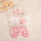 17cm Labubu Baby Coat Colorful Bubble Gum Checkered Overalls Labubu Doll Plush Toy Doll Costume Baby Coat
