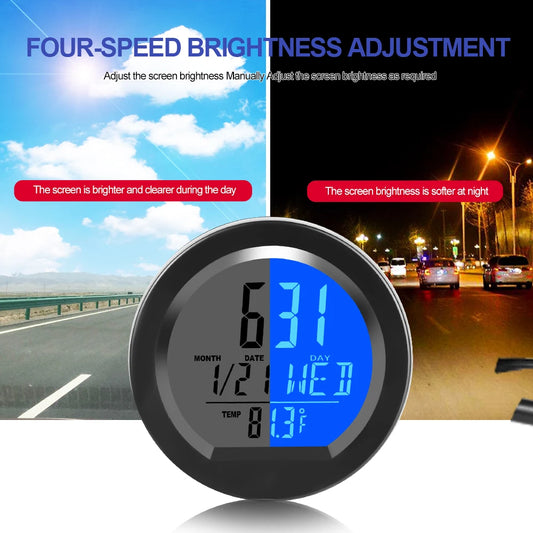 Solar Car Clocks Dashboard Thermometer Automotive Electronic Watch Led Digital DisplayTime with Back Luminous Car Accessories