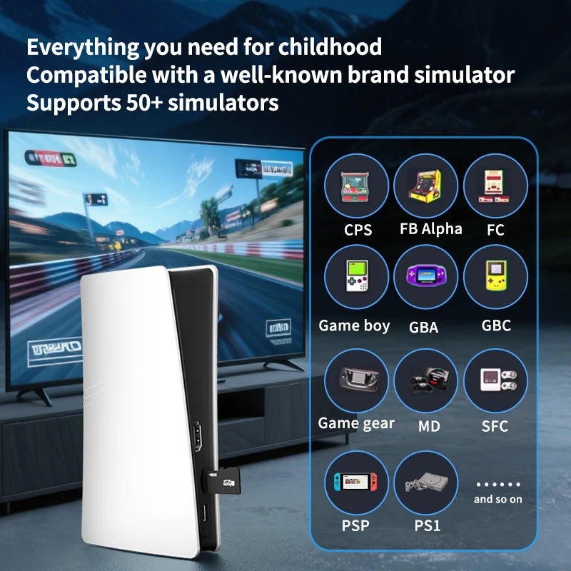 RS5 TV Game Console Dual Stick Wireless Controller Game 20000+64GB Double Joystick 4K Retro Suitable for PC, Android, TV USB
