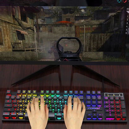 Wired Gaming Keyboard Mechanical Keyboard Floating Button Design 104 Keys Backlit RGB Keyboard for Windows Laptops Computer