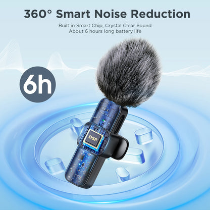 SNZIYAG K10 Wireless Lavalier Microphone Portable Audio Video Recording Mini Microphone for iPhone Android PC Live Gaming Phone