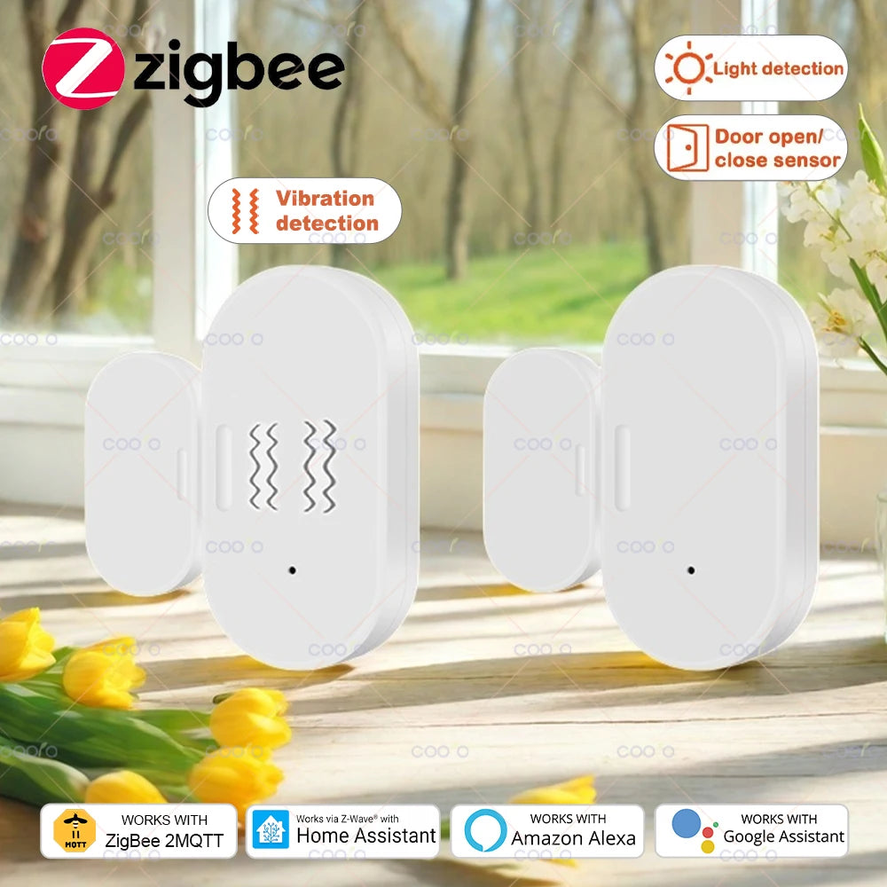 ZigBee 3.0 Smart Window Door Sensor Detector with Lux or Vibration Detection Home Security Alarm Work with Z2M in Home Assistant