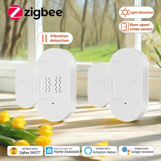 ZigBee 3.0 Smart Window Door Sensor Detector with Lux or Vibration Detection Home Security Alarm Work with Z2M in Home Assistant