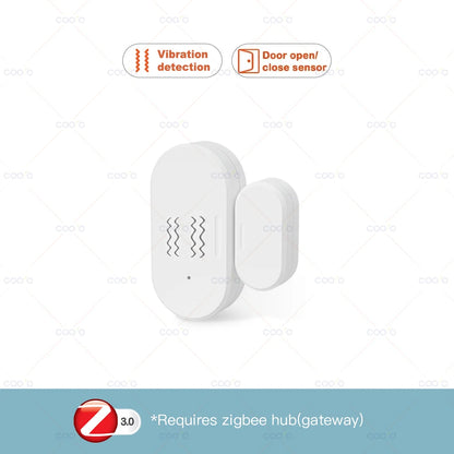 ZigBee 3.0 Smart Window Door Sensor Detector with Lux or Vibration Detection Home Security Alarm Work with Z2M in Home Assistant