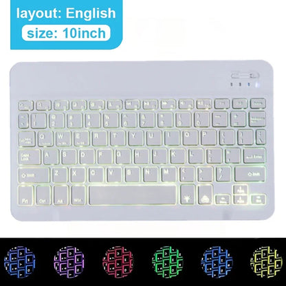 Mini Backlit RGB 10inch Bluetooth Keyboard 2.4G Wireless Mouse Rechargeable For Tablet Cell Phone Windows Android iPad Keyboard
