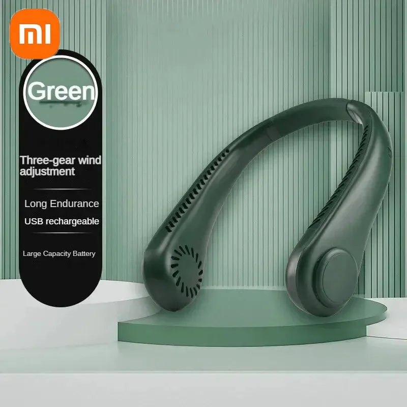 Xiaomi New USB Bladeless Wrap-around Vents Rechargeable Neck Fan 360 Degree Neck Fan Portable Cooling Fan