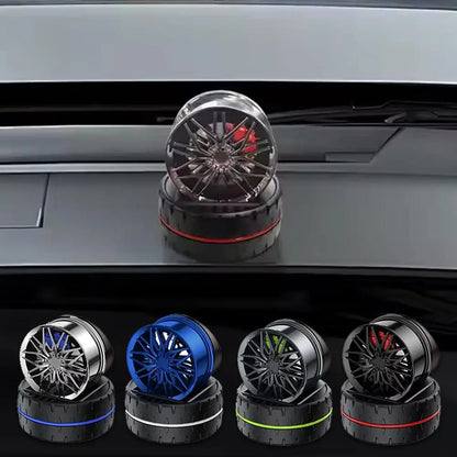 Air Freshener Diffuser Solar Powered Rotating Car Purifier Simulated Wheels Wheel Shape Fragrance Auto Aroma Diffuser Home Deco