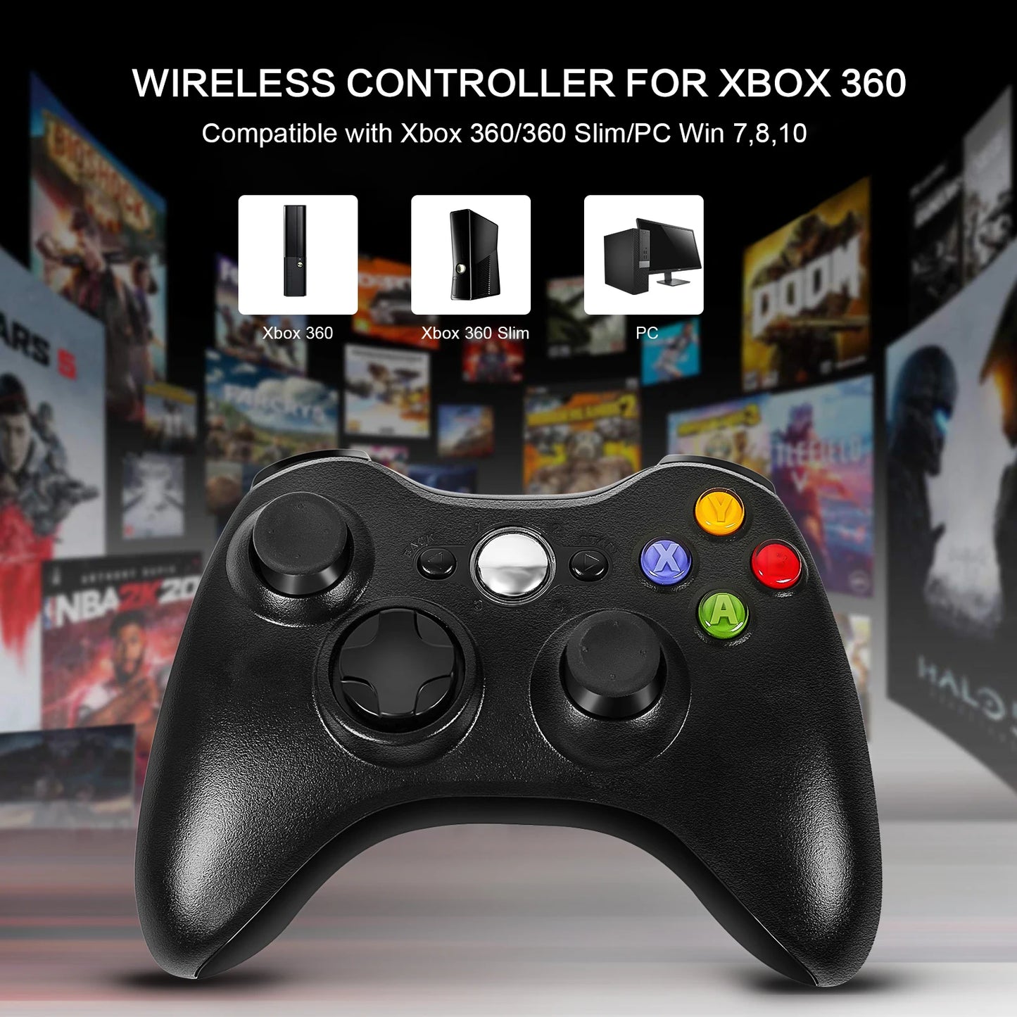 2.4G Wireless Gamepad Gaming Controller For Xbox 360/ 360 Slim/PC Video Game Consoles 3D Rocker Joystick Game Handle accessories